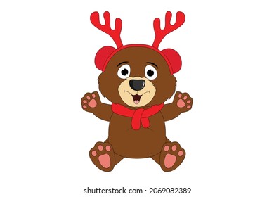 cute bear animal cartoon in christmas