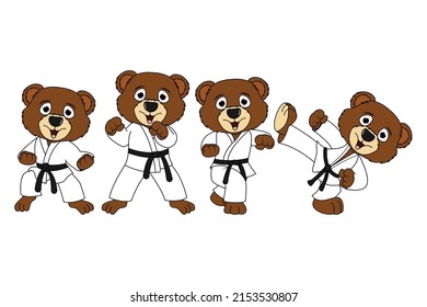 cute bear animal cartoon karate