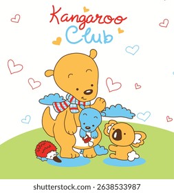 Cute bear and animal cartoon set for kids – perfect for children’s books, nursery prints, and baby apparel.
