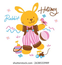 Cute bear and animal cartoon set for kids – perfect for children’s books, nursery prints, and baby apparel.