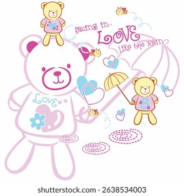 Cute bear and animal cartoon set for kids – perfect for children’s books, nursery prints, and baby apparel.