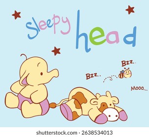 Cute bear and animal cartoon set for kids – perfect for children’s books, nursery prints, and baby apparel.