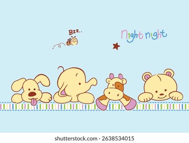 Cute bear and animal cartoon set for kids – perfect for children’s books, nursery prints, and baby apparel.