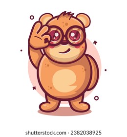 cute bear animal character mascot with ok sign hand gesture isolated cartoon 