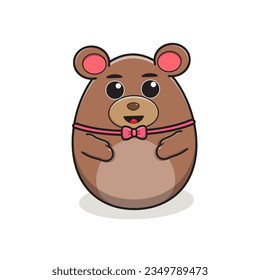 cute bear animal character in the shape of a moon like an egg. bear cartoon character