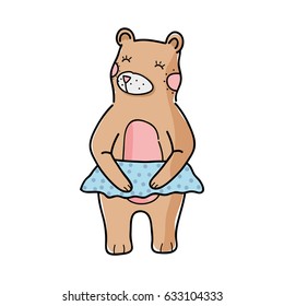 cute bear animal with dancer skirt