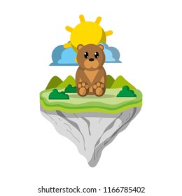 cute bear animal in float island