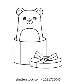 cute bear animal in gift box vector illustration design