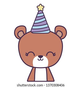 cute bear animal with hat party