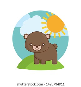 cute bear animal in landscape