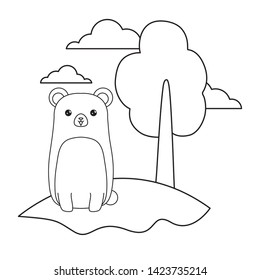 cute bear animal in landscape