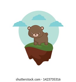 cute bear animal in landscape