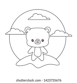 cute bear animal in landscape