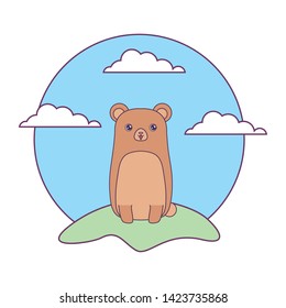 cute bear animal in landscape