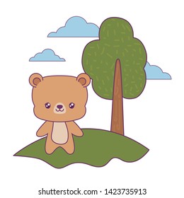 cute bear animal in landscape
