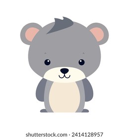 Cute bear animal sticker. Cute animal face cartoon vector illustration