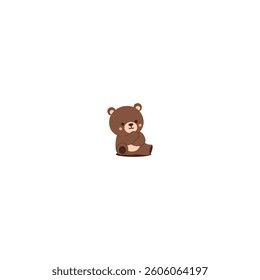 Cute bear arms crossed and sitting flat design, vector illustration
