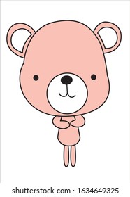 Cute bear art Pattern. Bear pink girl Background, Bear pink Love Cards Vector Stock Vector Illustration.