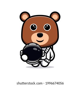 cute bear astronaut cartoon character