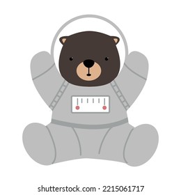 Cute Bear Astronaut Cartoon Vector