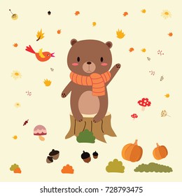 cute bear in autumn