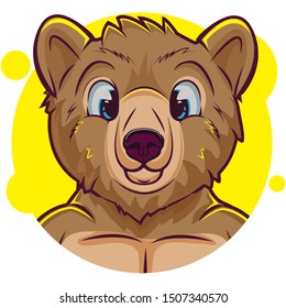cute bear avatar with yellow background