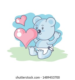 cute bear baby animal and hearts love