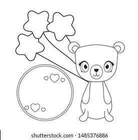 cute bear baby in card kawaii style