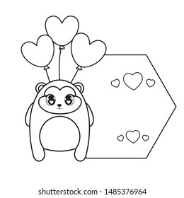 cute bear baby in card kawaii style
