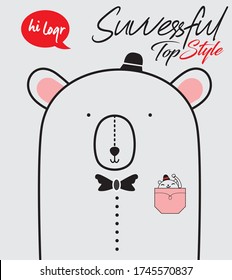 Cute bear baby poster. Baby Shower invite design  Can be printed on t-shirts, pillow, poster, mug, bag