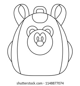 Cute bear backpack icon. Outline cute bear backpack vector icon for web design isolated on white background