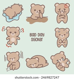 Cute bear bad day daily sticker