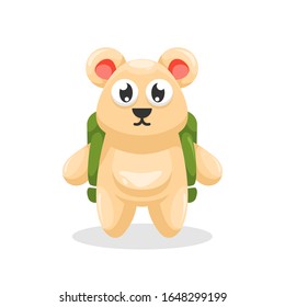 cute bear with the bag cartoon vector