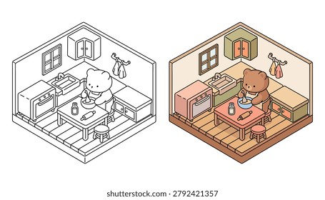 Cute Bear Baking in