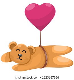 cute bear and balloon love cartoon vector