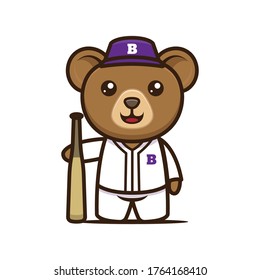 Cute bear baseball mascot design