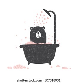 Cute bear in a bathtub vector illustration 