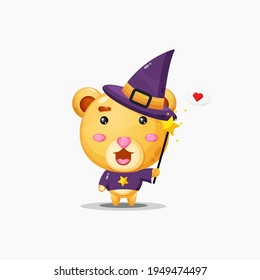 Cute bear becomes a witch