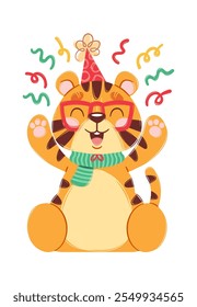 Cute bear birthday baby character