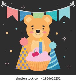 cute bear and birthday decorations