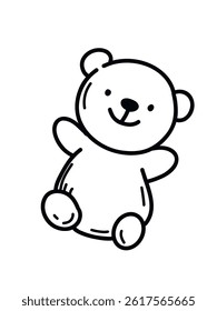 Cute bear in black and white, vector illustration 