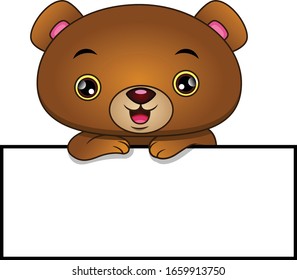 cute bear and blank sign
