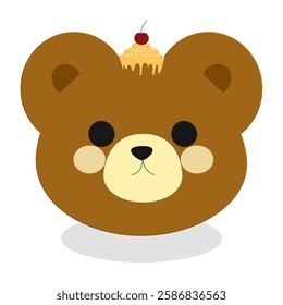 Cute bear, bow on white background , Cartoon 