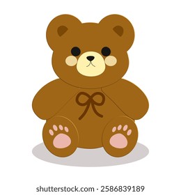 Cute bear with bow on white background , Cartoon 