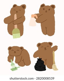Cute Bear and Broom