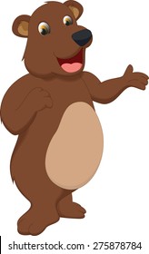 cute bear brown cartoon waving 