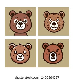 cute bear brown bear logo elment