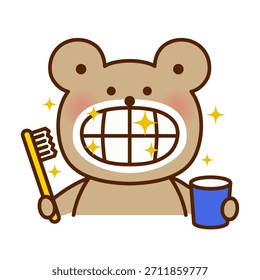 Oso lindo cepillado de dientes Ilustración