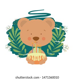 cute bear with cake in hand
