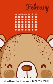 Cute bear calendar cartoon